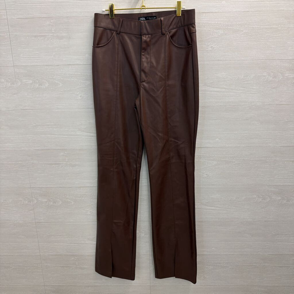 Zara Brown Faux Leather Pants Large