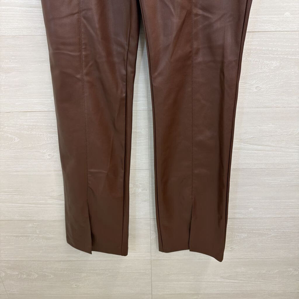 Zara Brown Faux Leather Pants Large