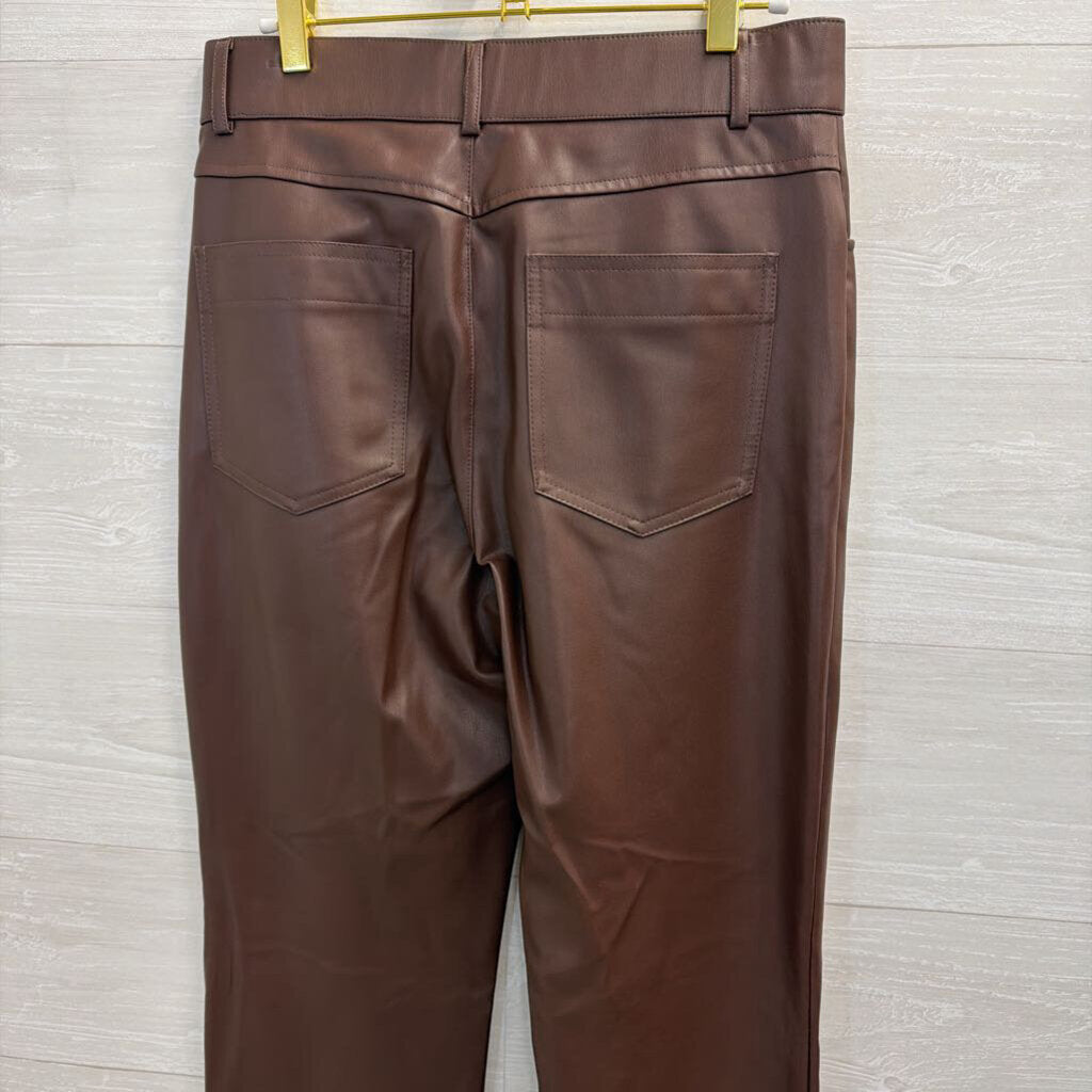 Zara Brown Faux Leather Pants Large