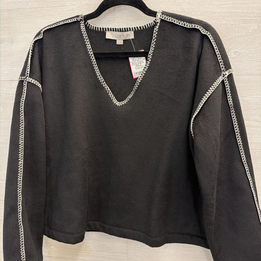 Loft Black/ White Contrast Stitch Long Sleeve Sweater Top Small
