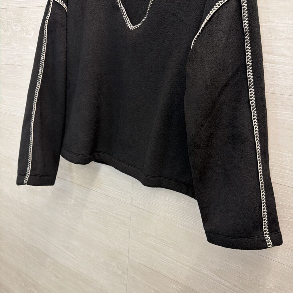 Loft Black/ White Contrast Stitch Long Sleeve Sweater Top Small
