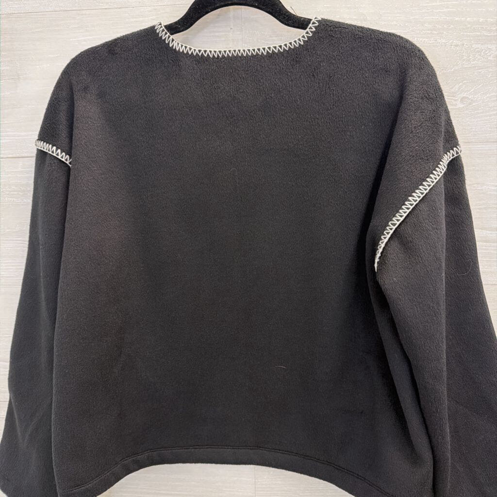 Loft Black/ White Contrast Stitch Long Sleeve Sweater Top Small