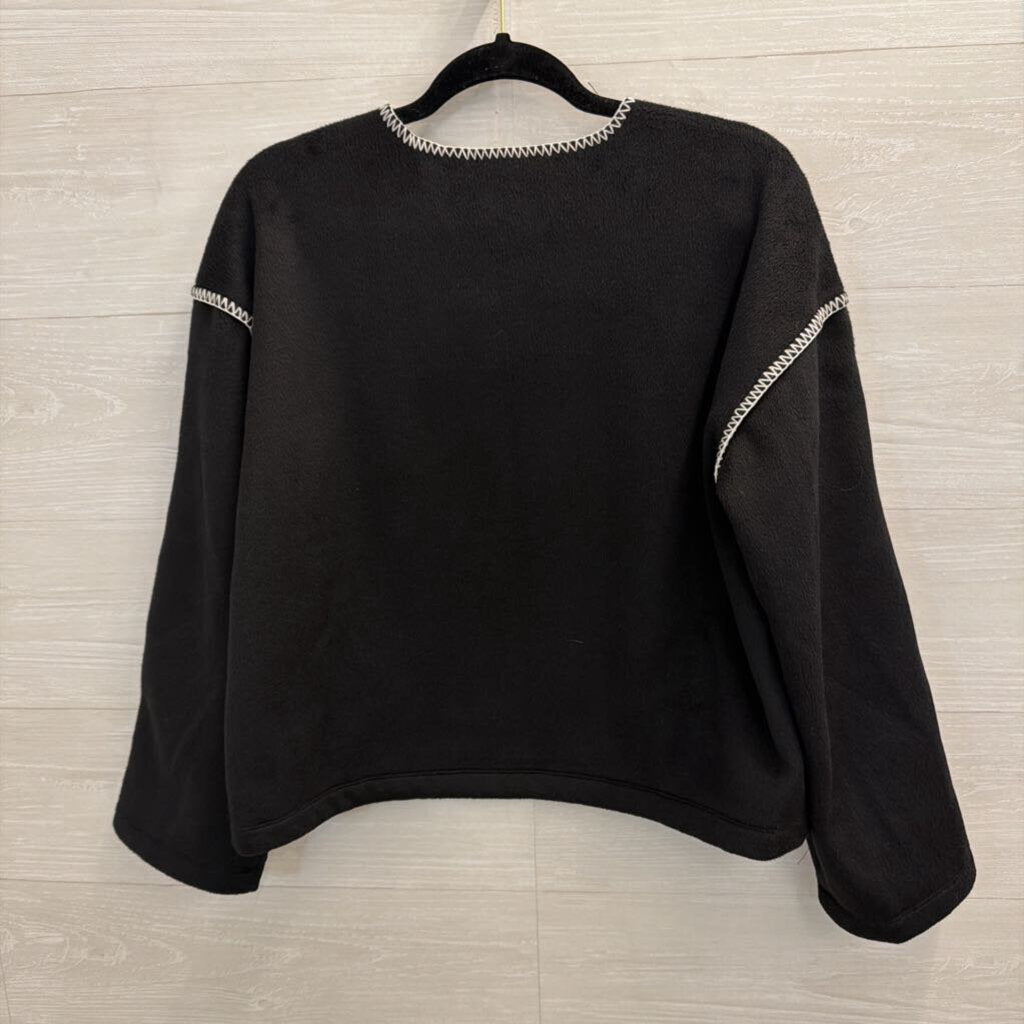Loft Black/ White Contrast Stitch Long Sleeve Sweater Top Small