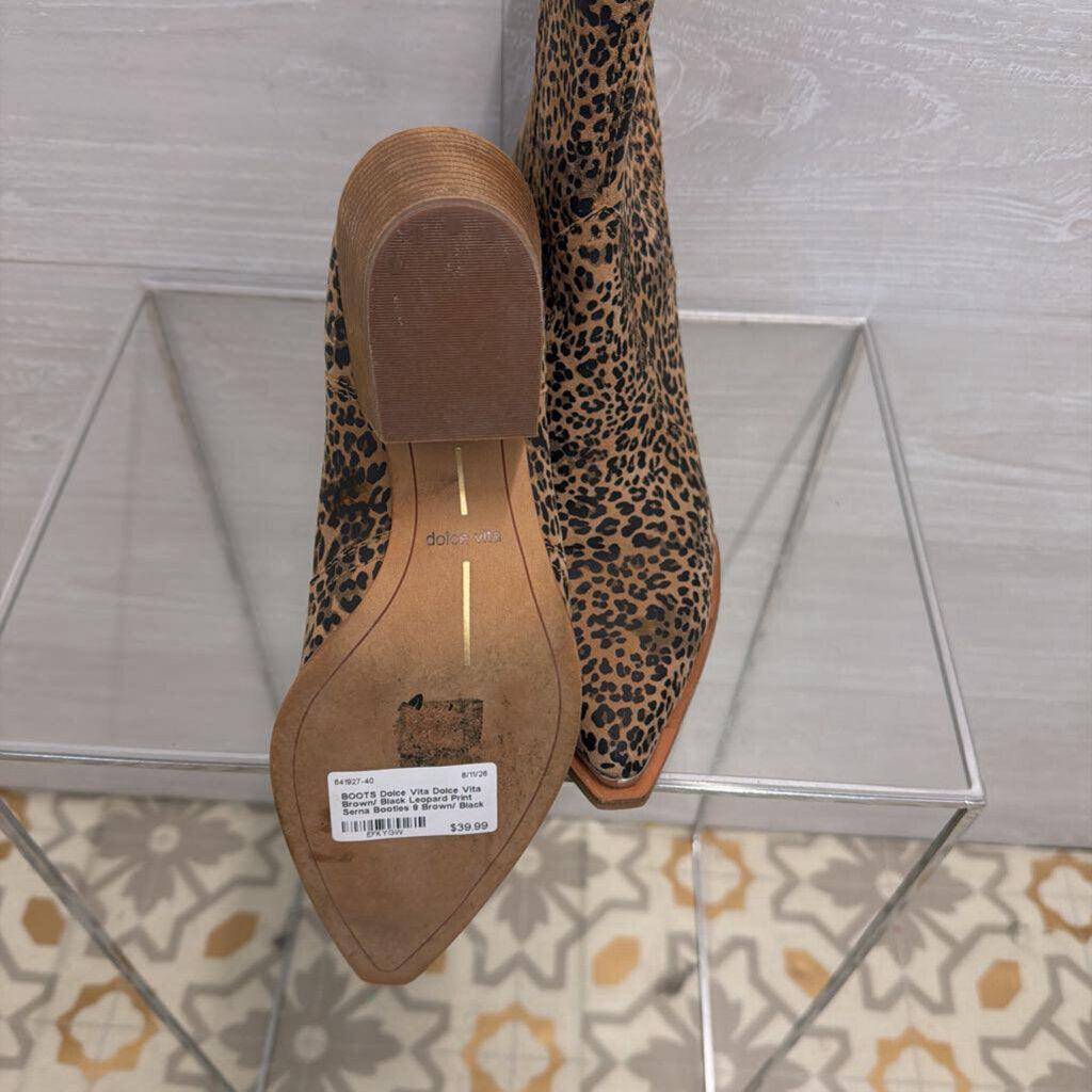 Dolce Vita Brown/ Black Leopard Print Serna Booties 8