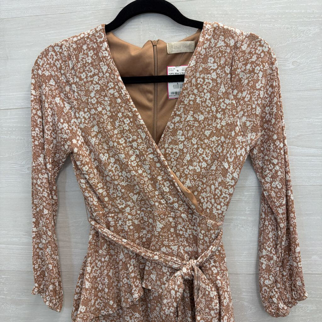 Altar'd State Mauve/ White Print Long Sleeve Tunic Top Small