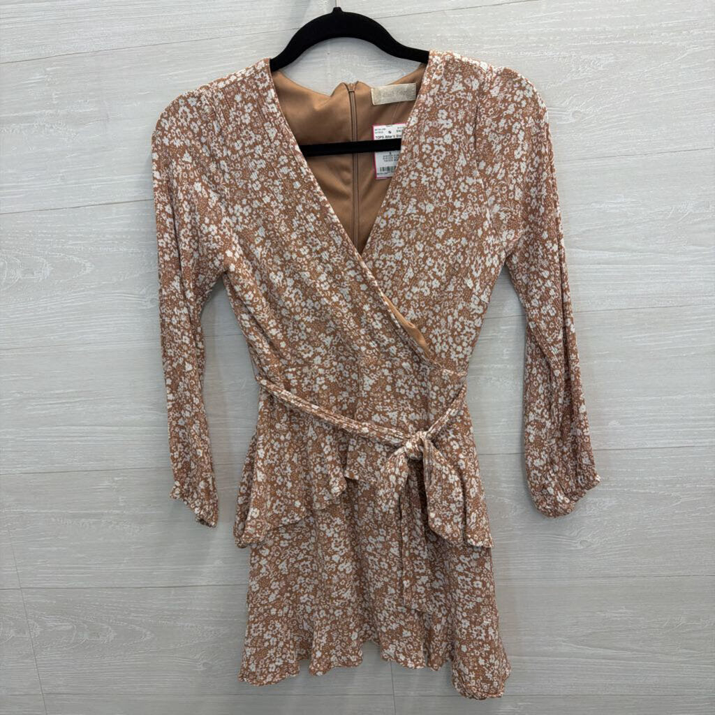 Altar'd State Mauve/ White Print Long Sleeve Tunic Top Small