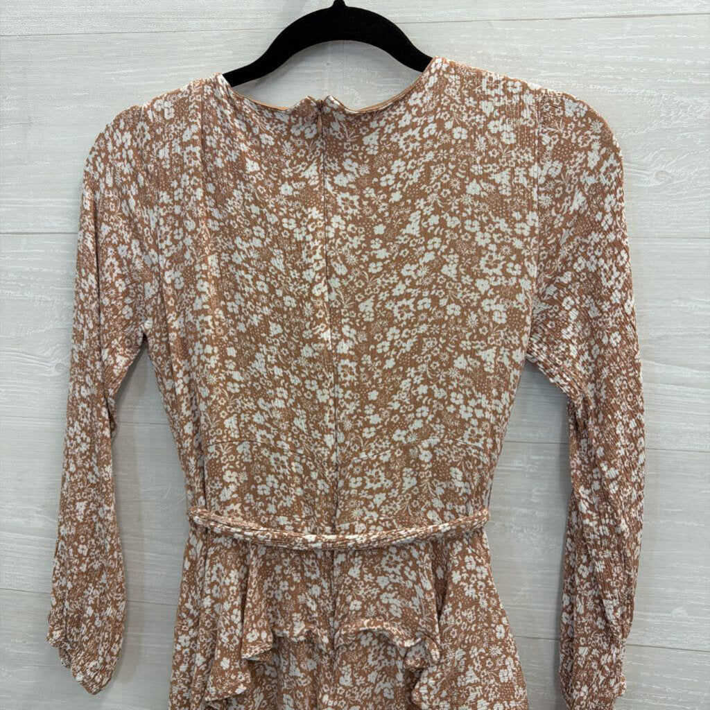 Altar'd State Mauve/ White Print Long Sleeve Tunic Top Small