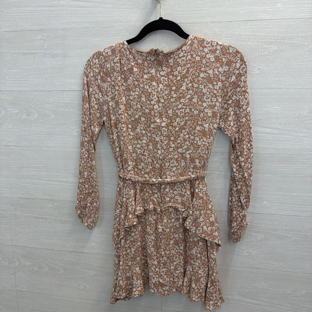 Altar'd State Mauve/ White Print Long Sleeve Tunic Top Small
