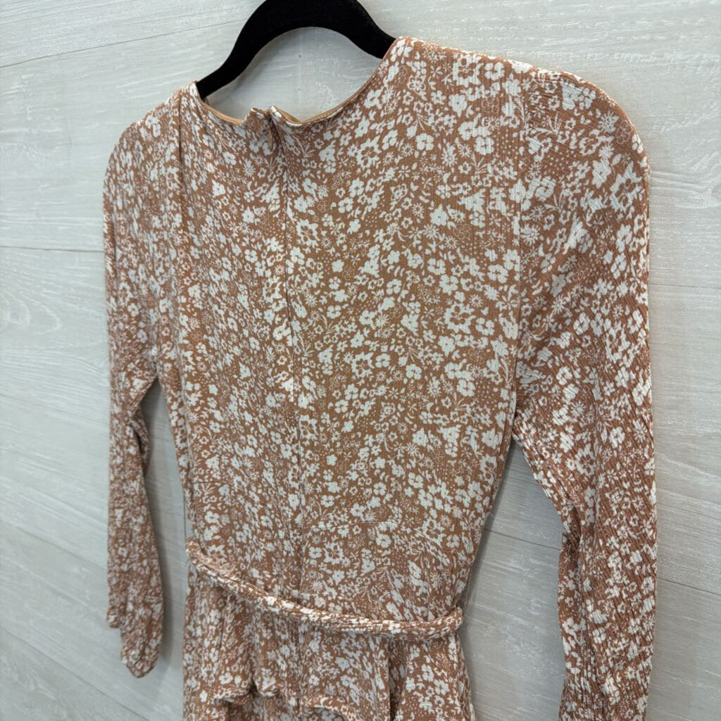 Altar'd State Mauve/ White Print Long Sleeve Tunic Top Small