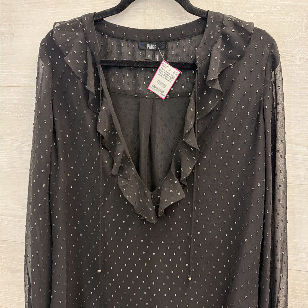 Paige Black Textured Dot Long Sleeve Top Medium