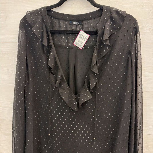 Paige Black Textured Dot Long Sleeve Top Medium