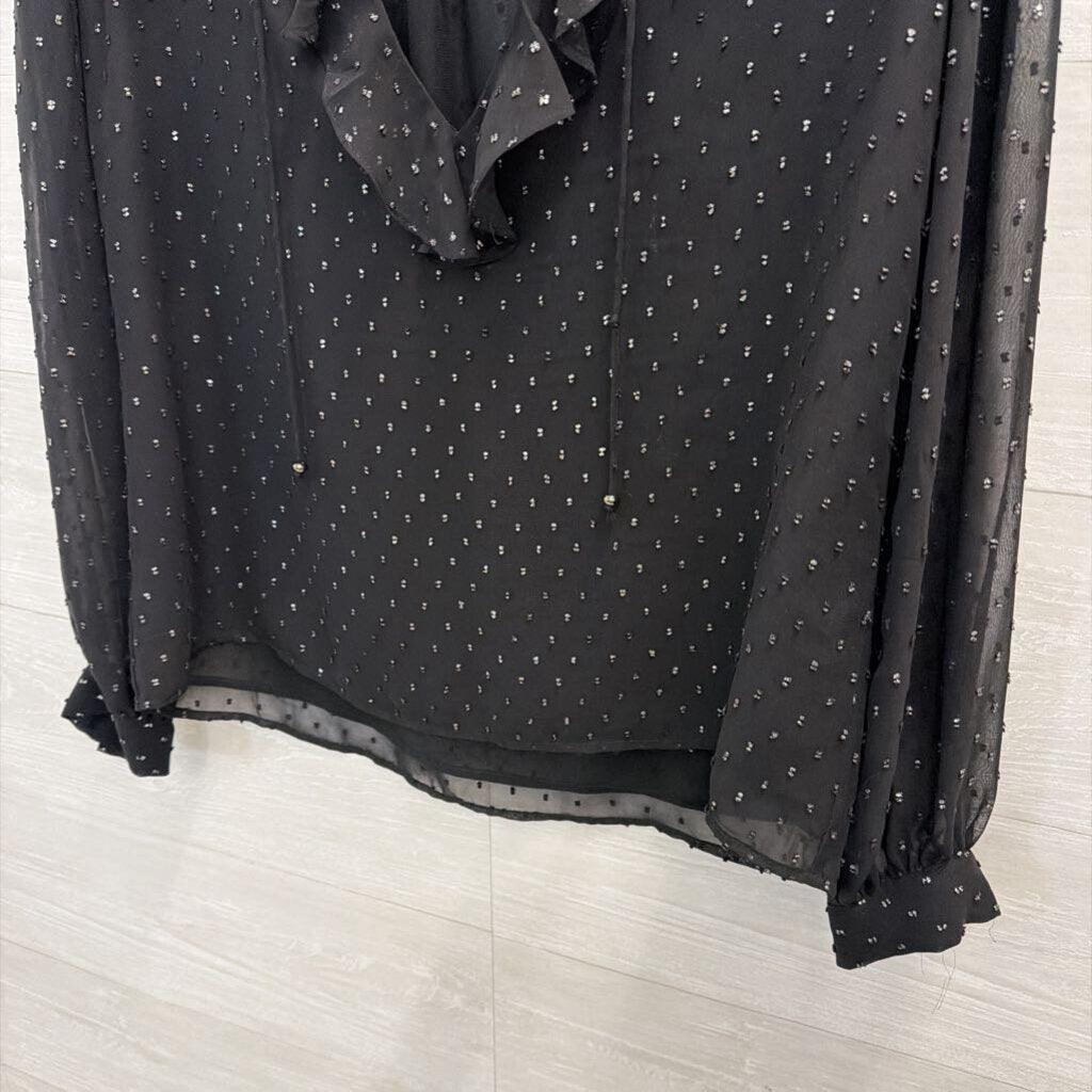 Paige Black Textured Dot Long Sleeve Top Medium