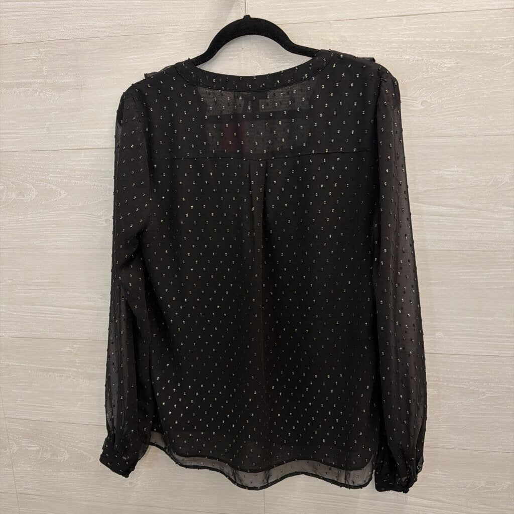 Paige Black Textured Dot Long Sleeve Top Medium