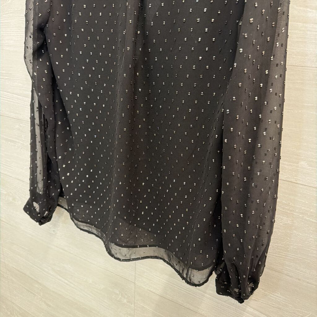 Paige Black Textured Dot Long Sleeve Top Medium