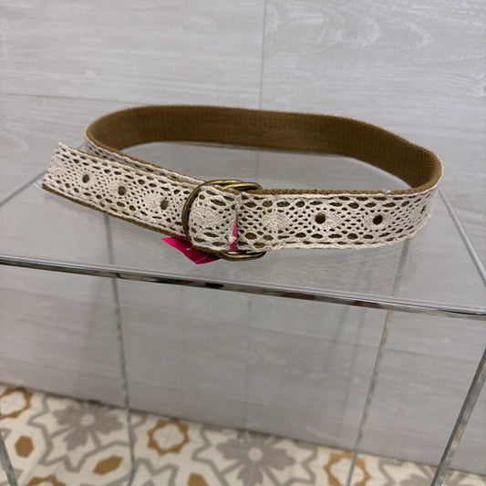 Brown/ Cream Crochet Woven Belt Small/ Medium
