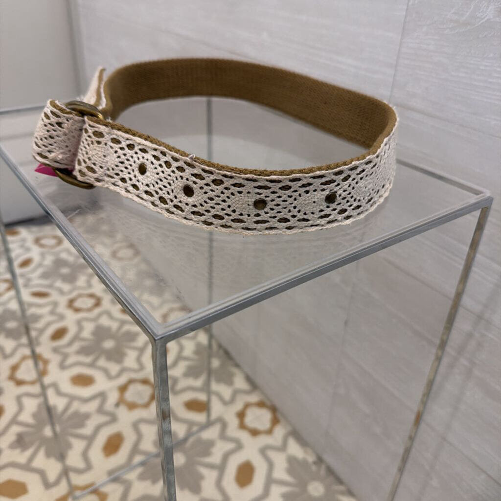 Brown/ Cream Crochet Woven Belt Small/ Medium