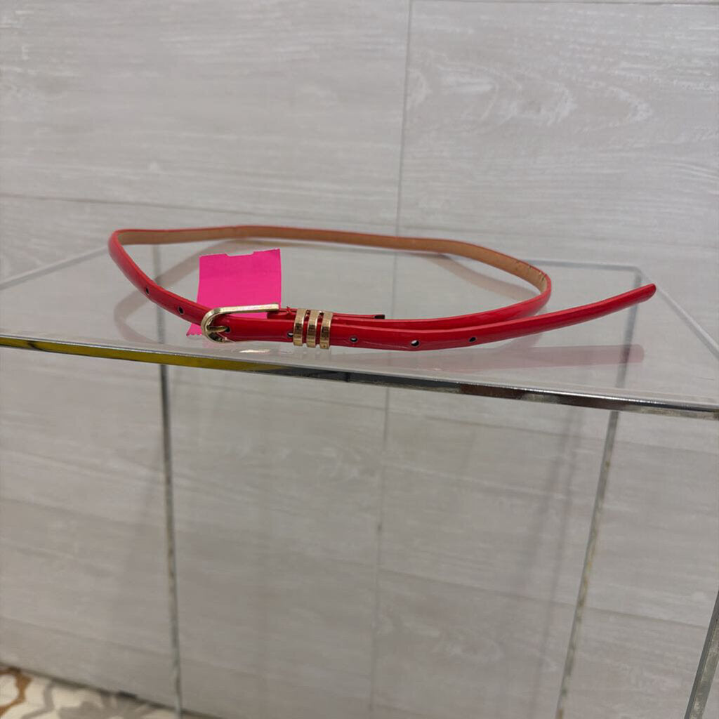 Red Patent Leather Thin Belt Small