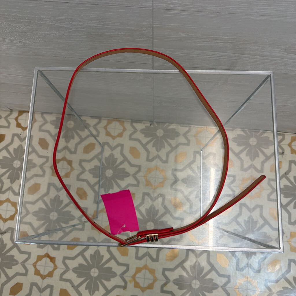 Red Patent Leather Thin Belt Small