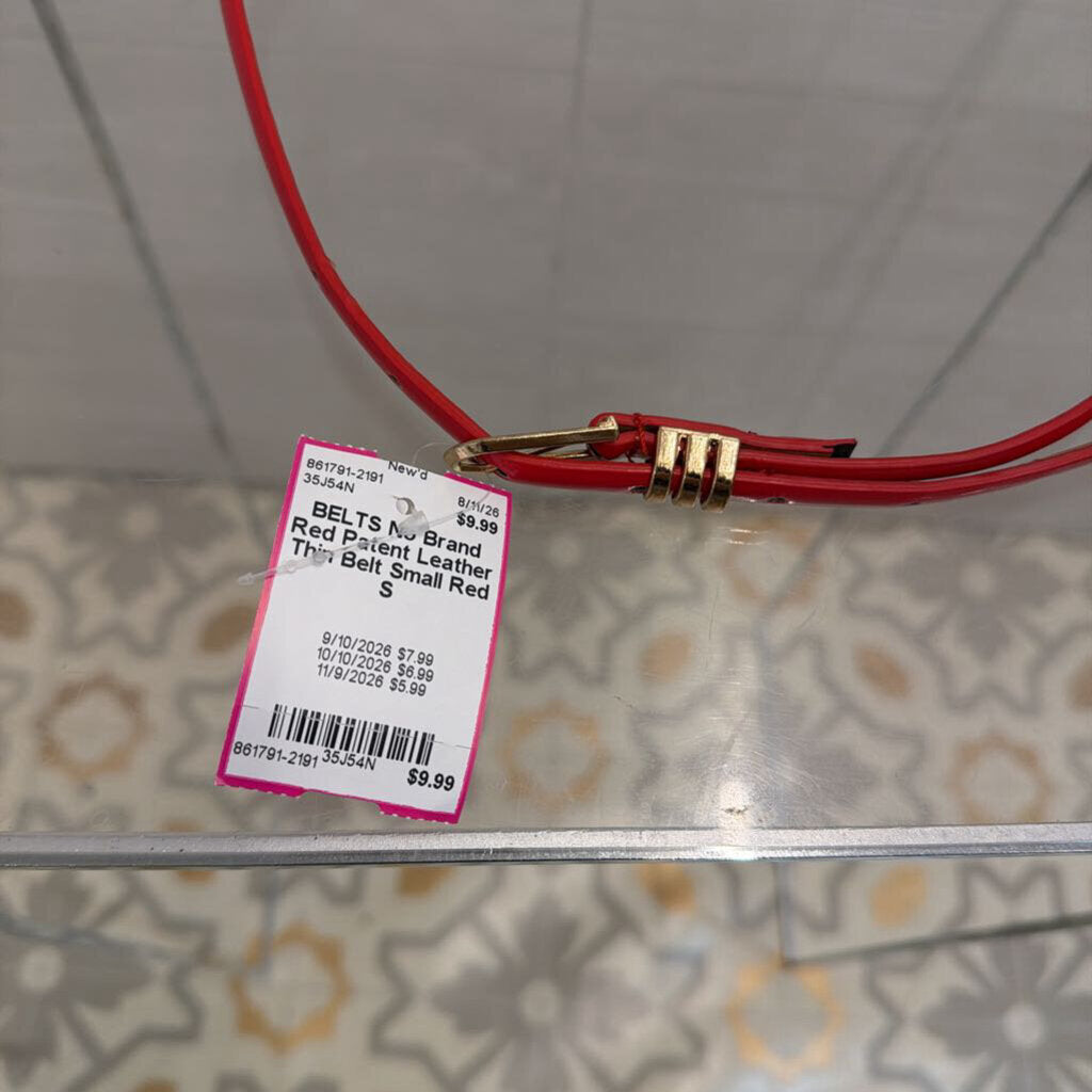 Red Patent Leather Thin Belt Small