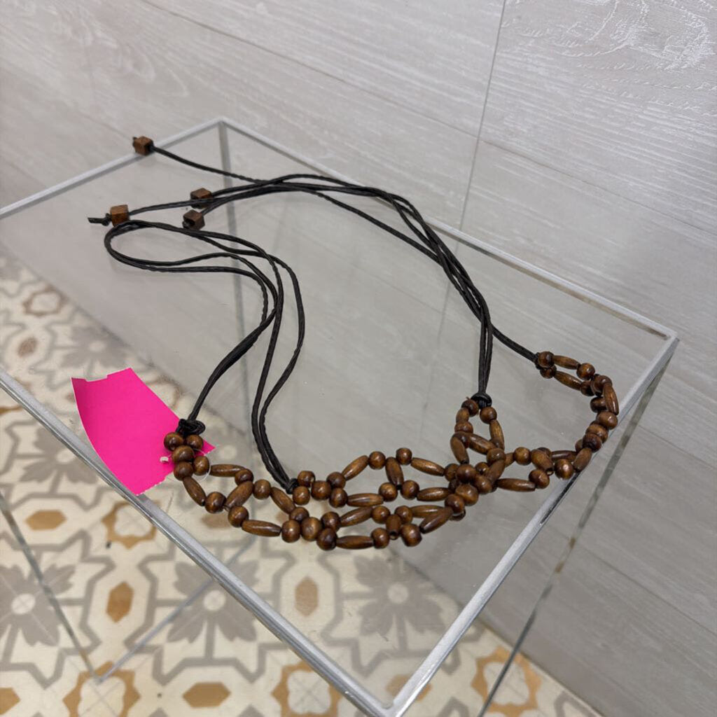 Brown Beaded Tie Belt Medium/ Large
