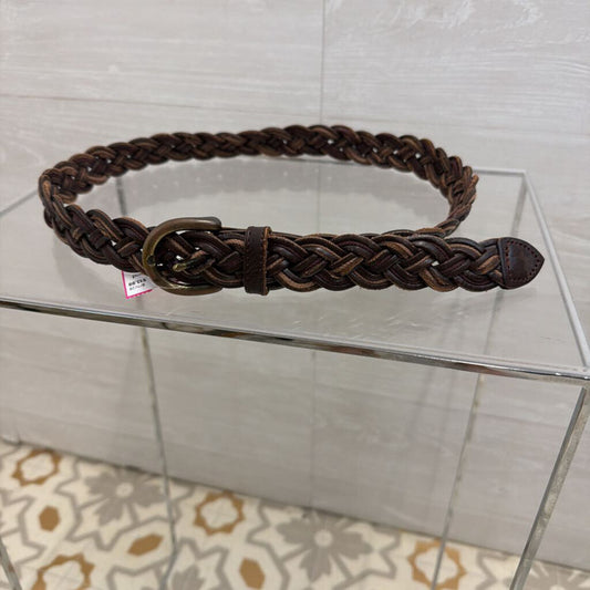Brown Leather Woven Belt Small