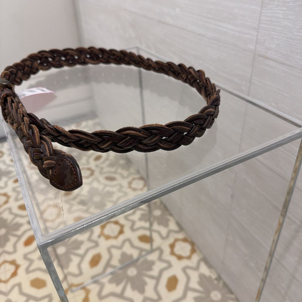 Brown Leather Woven Belt Small