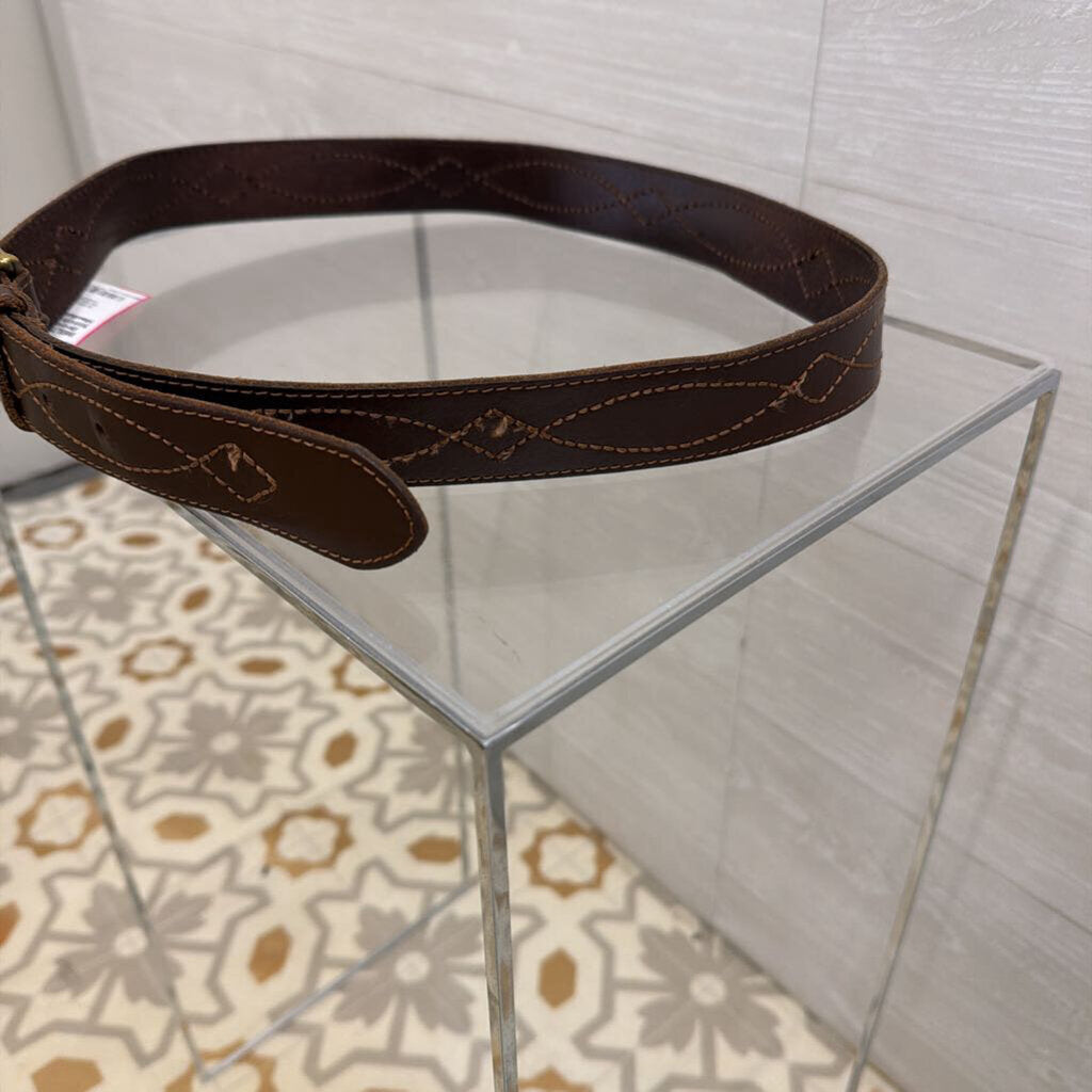 Brown Leather Stitch Design Belt Medium