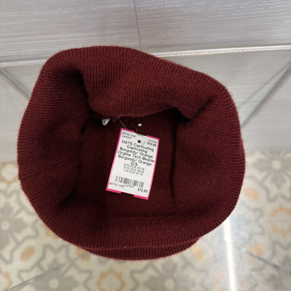 Captivating Burgundy/ Orange Virginia Tech Beanie