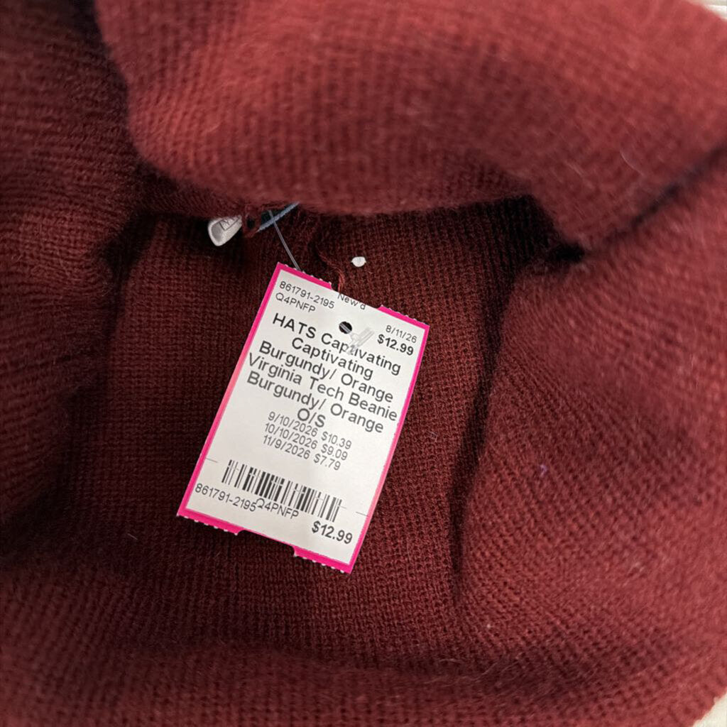 Captivating Burgundy/ Orange Virginia Tech Beanie