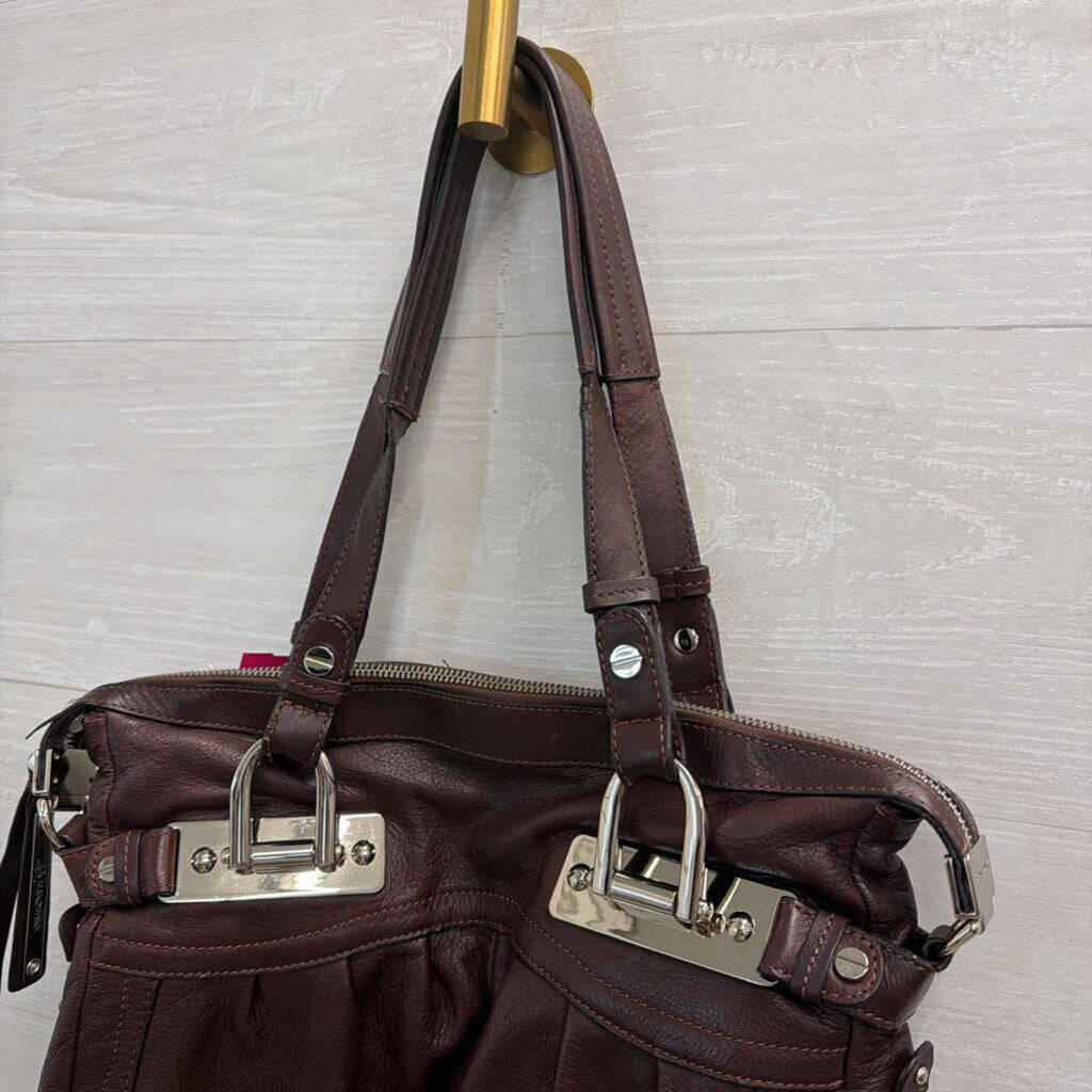 B Makowsky Burgundy Pebbled Leather Slouchy Shoulder Purse