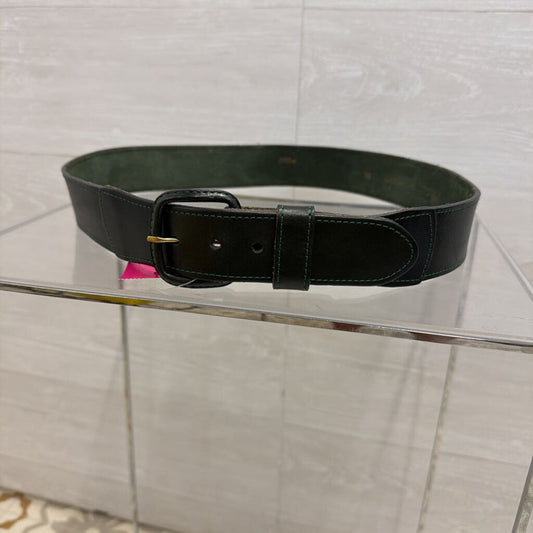 Dark Green Leather Belt 36