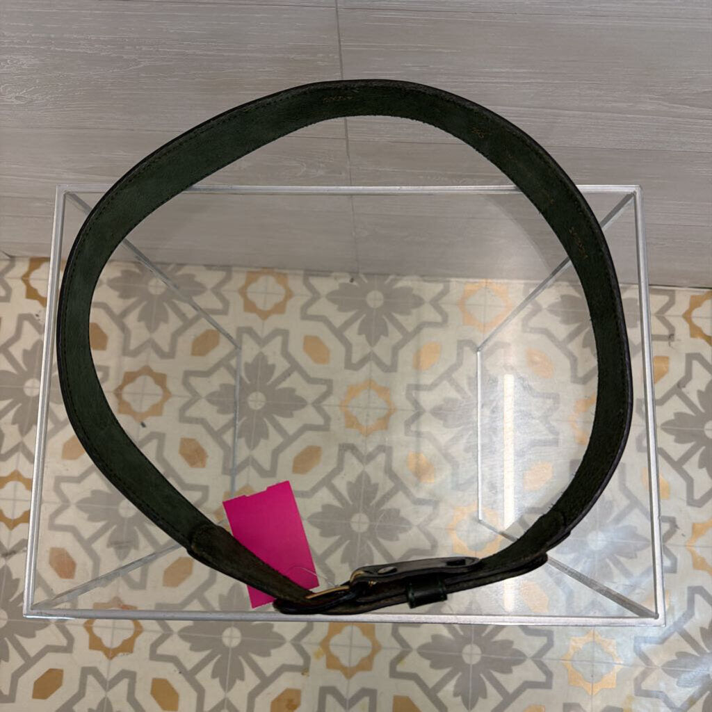 Dark Green Leather Belt 36