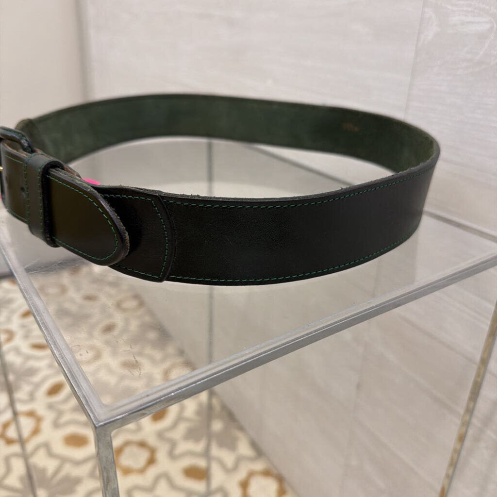 Dark Green Leather Belt 36