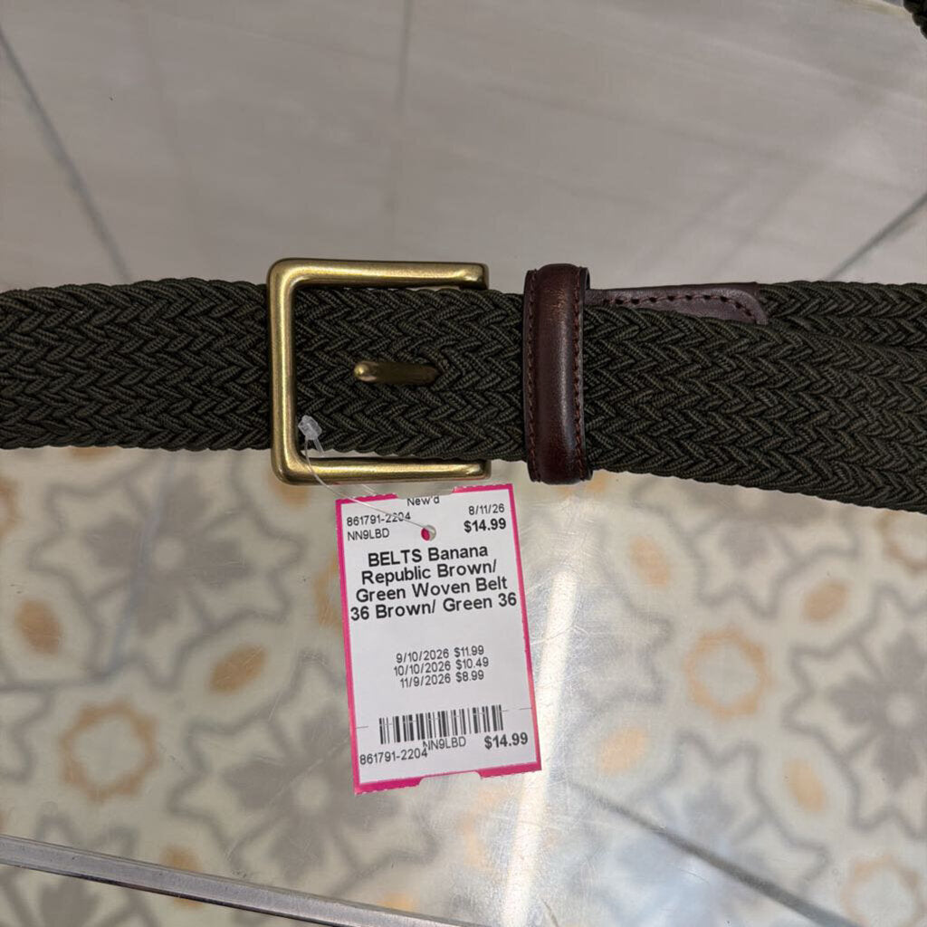Brown/ Green Woven Belt 36
