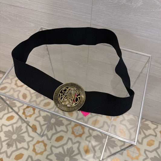 Vintage Black/ Gold Scroll Buckle Belt Medium