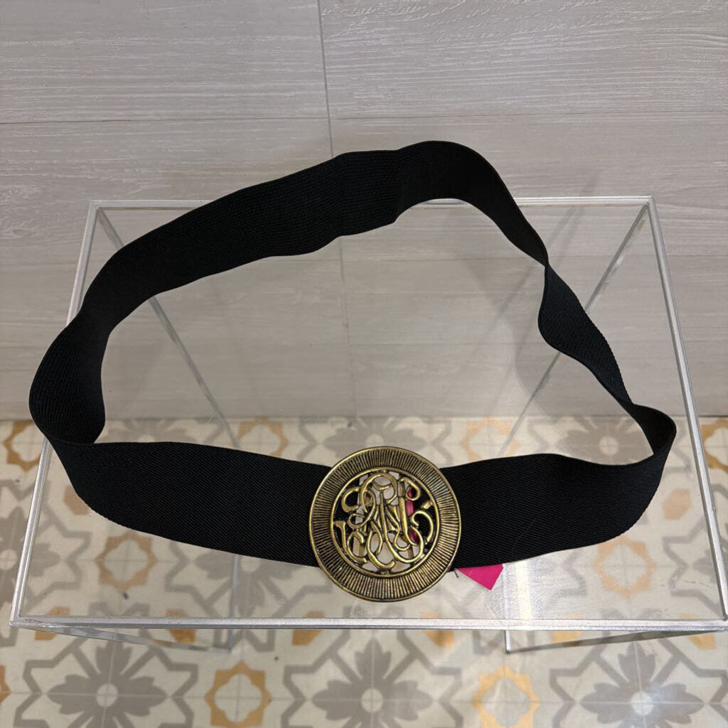 Vintage Black/ Gold Scroll Buckle Belt Medium