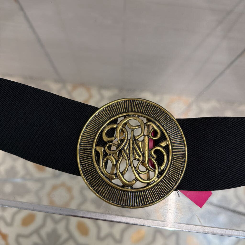 Vintage Black/ Gold Scroll Buckle Belt Medium