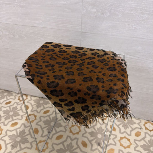 Brown Shimmer Leopard Print Scarf
