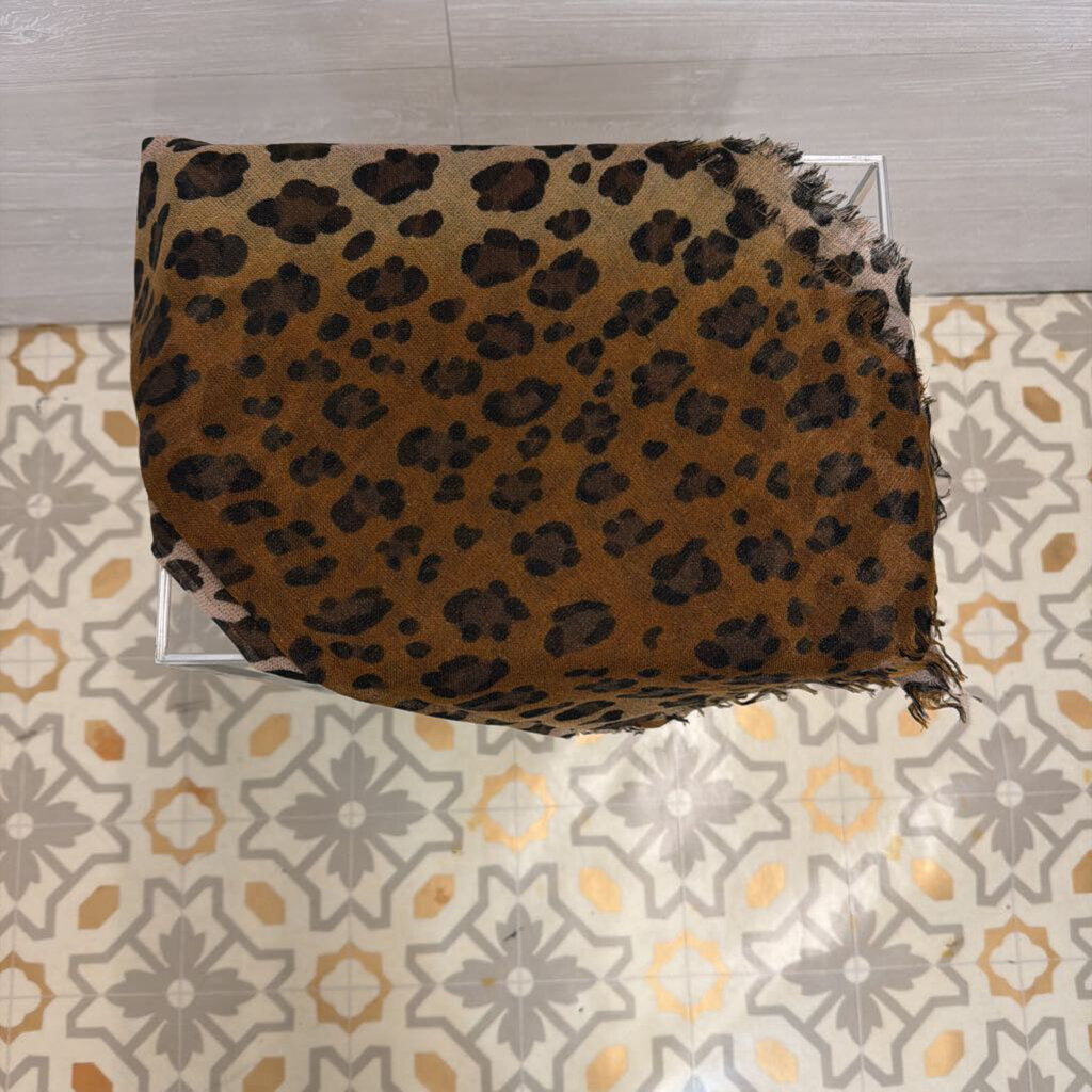 Brown Shimmer Leopard Print Scarf