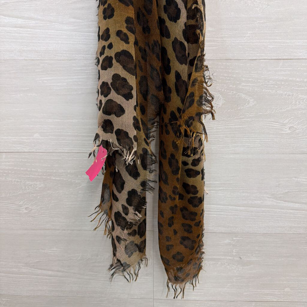 Brown Shimmer Leopard Print Scarf