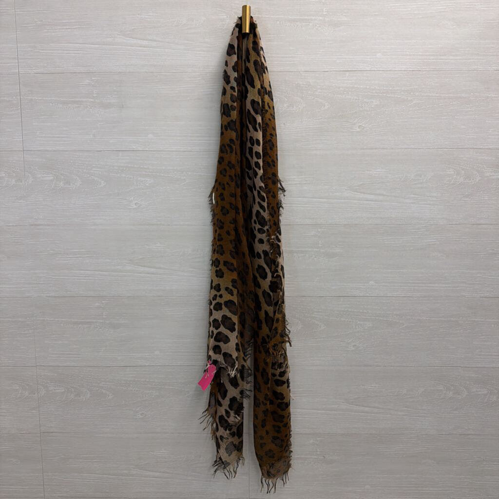 Brown Shimmer Leopard Print Scarf