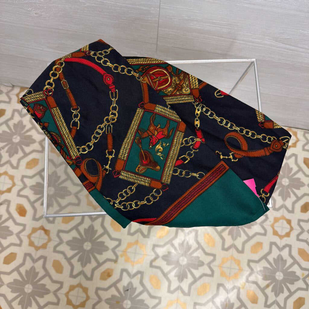 Navy/ Multi Chain Print Scarf