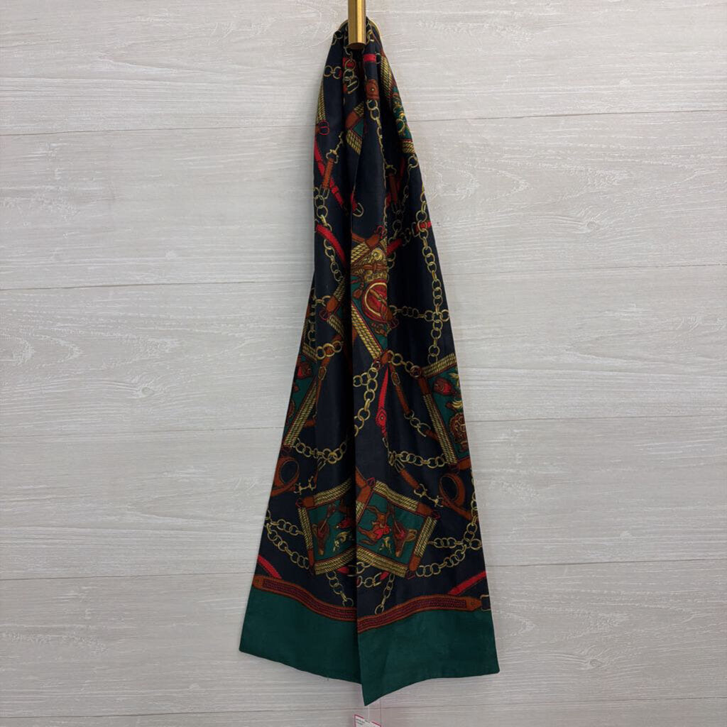Navy/ Multi Chain Print Scarf