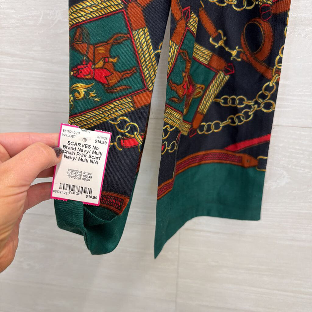 Navy/ Multi Chain Print Scarf