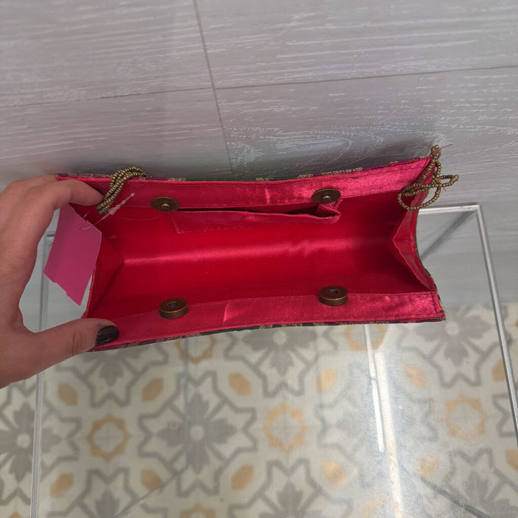 Vintage Silk Brocade Beaded Strap Purse