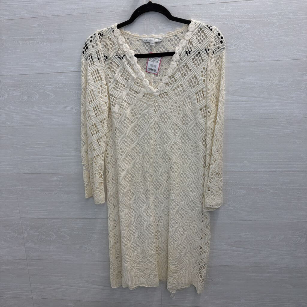Trina Turk Ivory Crochet Long Sleeve Dress 2