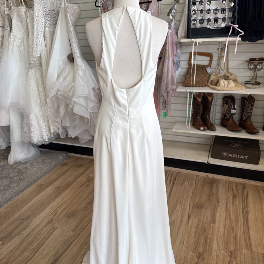 Dessy Collection Ivory V Neck Bridal Gown 12