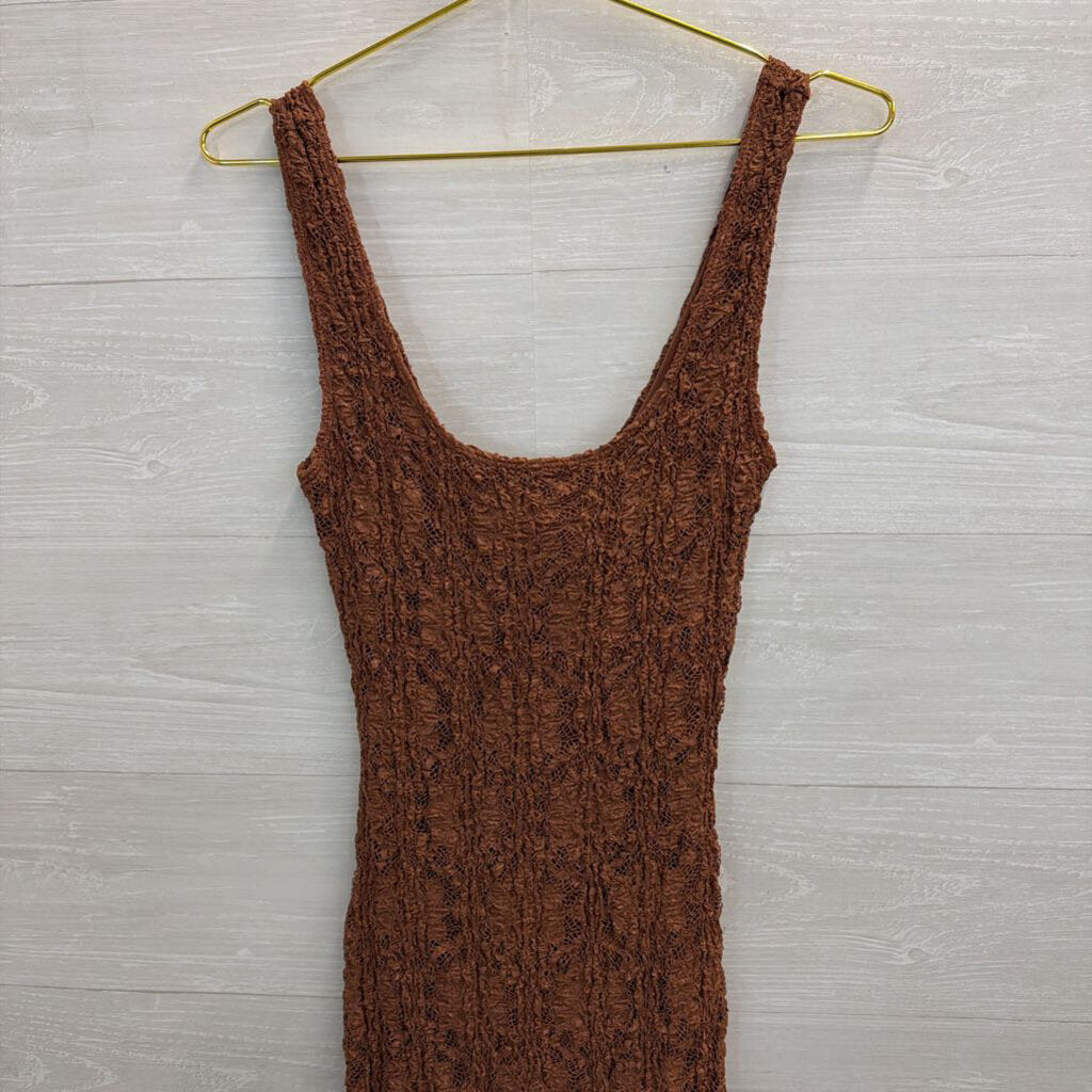 Bisou Bisou Brown Lace Maxi Dress Medium
