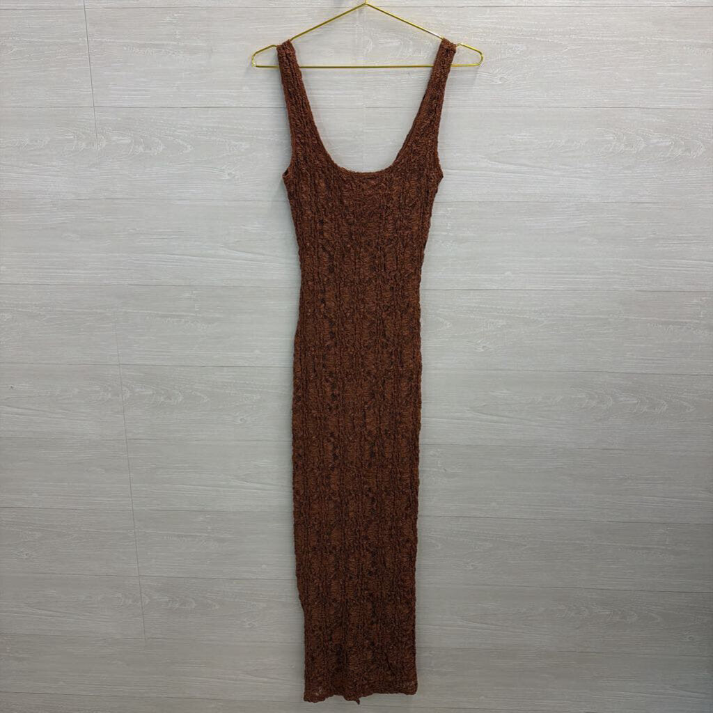 Bisou Bisou Brown Lace Maxi Dress Medium