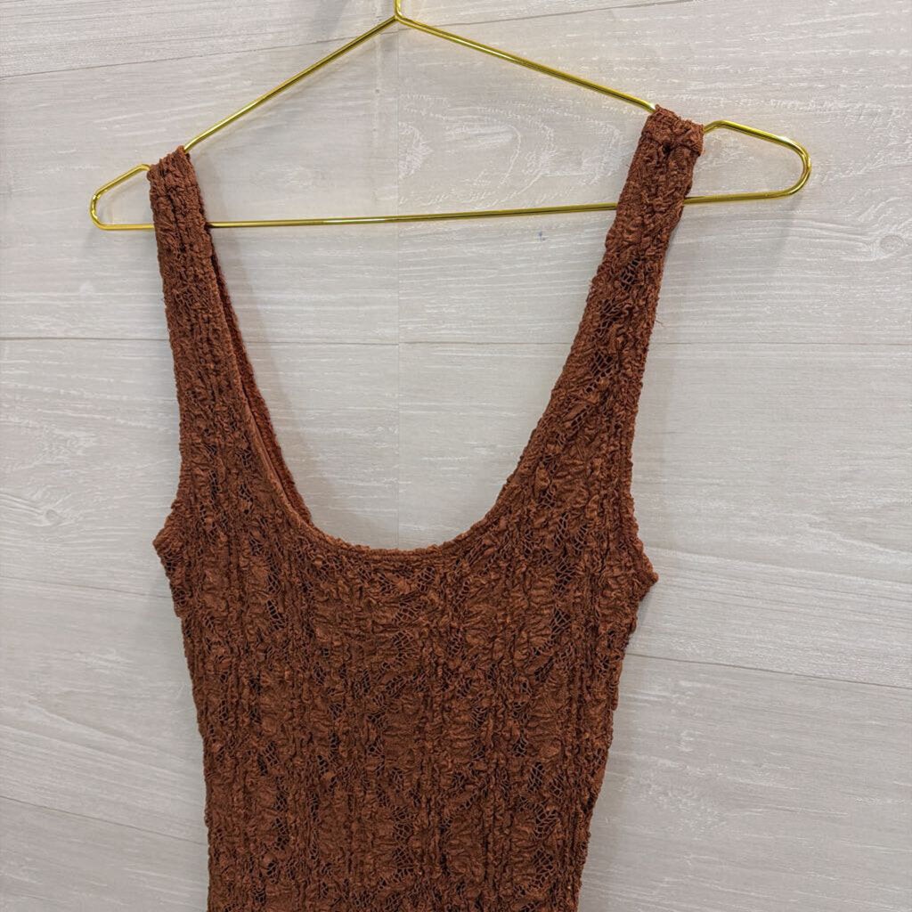 Bisou Bisou Brown Lace Maxi Dress Medium